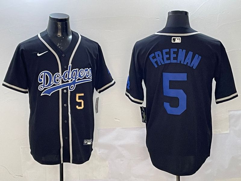 Men Los Angeles Dodgers 5 Freeman Black Fashion Game 2025 Nike MLB Jersey style 7